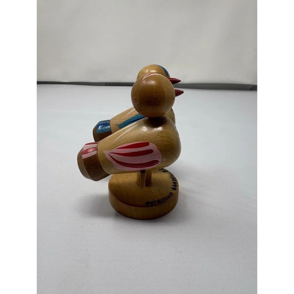 Vintage Hand Painted Wooden Birds Perch Stand‎ Salt & Pepper Retro MCM Unique